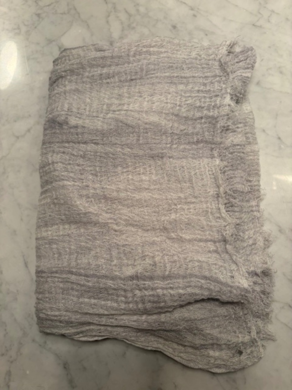 Grey Summer Scarf in Gauze Muslin Fabric